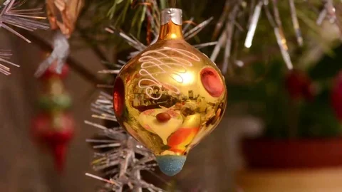 Christmas Ball and led light on Christmas Tree. New Year Decoration Stock-Footage 69172215