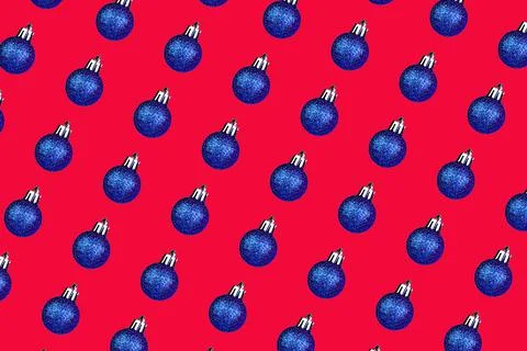 Christmas ball blue pattern red background medium ball Stock Photos