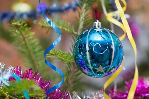 Christmas ball on a branch Stock Photos