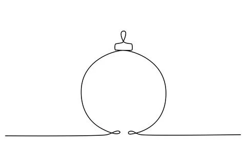 Christmas ball continues one single line hand drawing sketch. Vector stock Illustrazione stock
