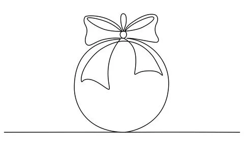 Christmas ball continues one single line hand drawing sketch. Vector stock Illustrazione stock