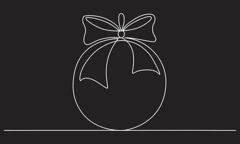 Christmas ball continues one single line hand drawing sketch. Vector stock Illustrazione stock
