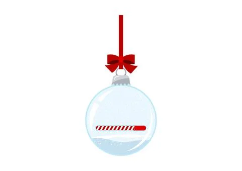 Christmas ball with countdown bar falling snow illustration. Stock Illustration