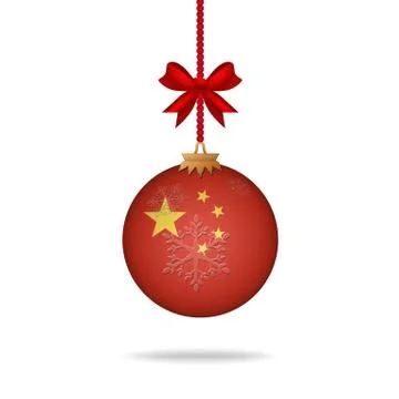 Christmas ball flag china Ilustración de archivo