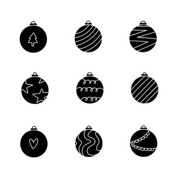Christmas ball hand drawn solid icon vector illustration Stockillustratie