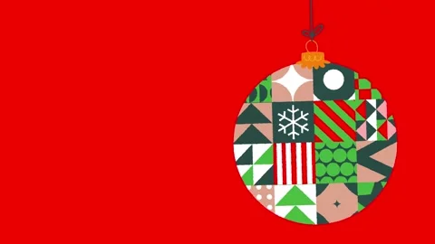 Christmas ball made by Patterns swinging animation with copy space for text. Video stock 289551802