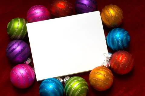 Christmas ball note-card Stock Photos