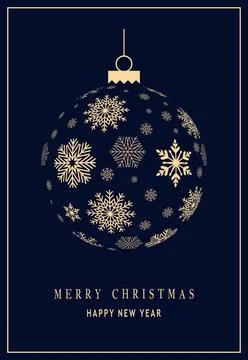 Christmas ball or bauble vector with snowflakes. Gold Hanger with chain. Stock Illustration