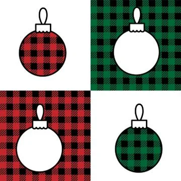 Christmas ball pattern at Buffalo Plaid. Festive background for design and pr Stock Illustration