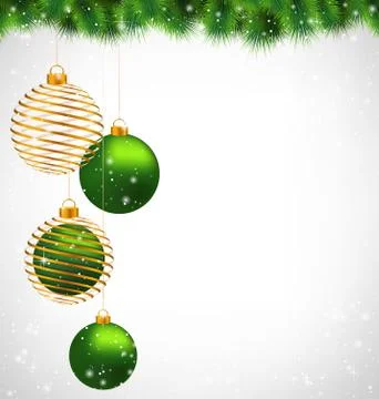 Christmas ball on pine on grayscale Stock Illustration
