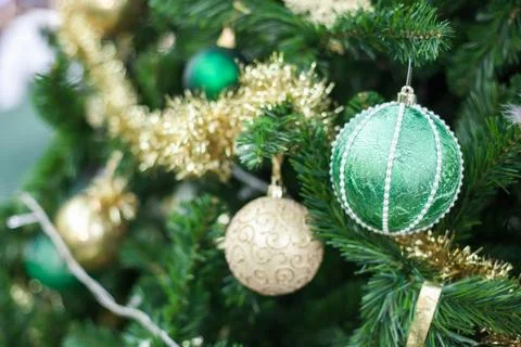 Christmas ball on the pine tree Stock Photos