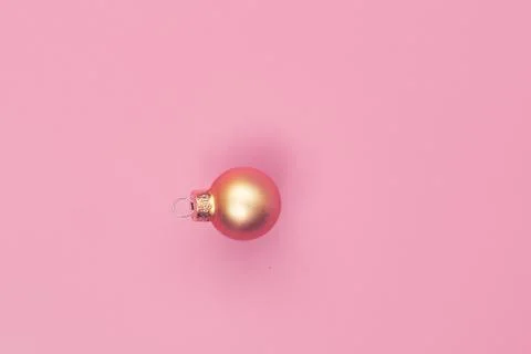Christmas ball on pink background isolate, copyspace, layout Stock Photos