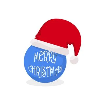 Christmas ball with Santa hat. Vector illustration Stock Illustration