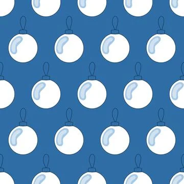 Christmas ball seamless pattern, blue white color. Vector illustration of a.. Stockillustratie
