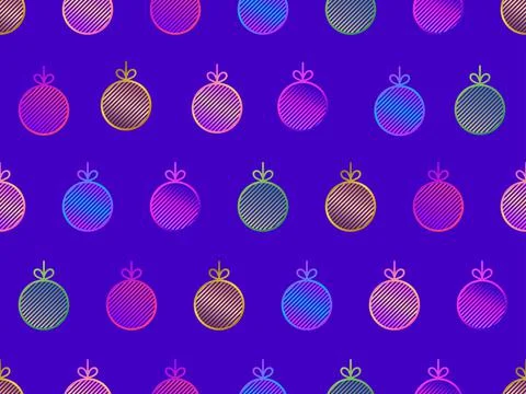 Christmas ball seamless pattern. Contours of gradient Christmas bauble with b Stock Illustration