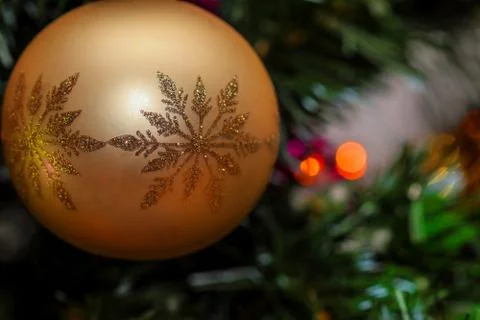 Christmas ball with snowflake pattern Stock Photos
