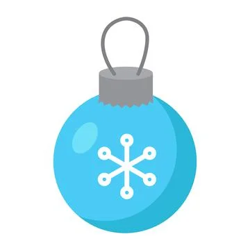 Christmas ball with snowflake print, vector illustration in cartoon flat style Stock Illustration
