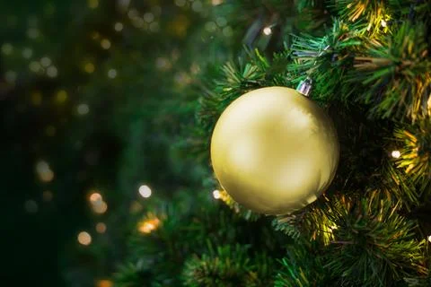 The Christmas ball on tree for background. Stock Photos