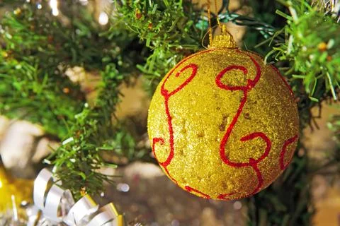 Christmas ball on tree Foto stock