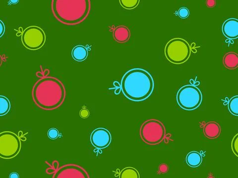 Christmas balls with bows seamless pattern. Christmas balls of different colo Stock Illustration