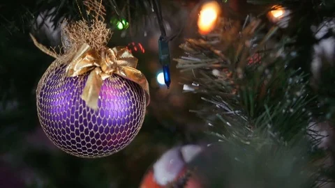 Christmas Balls on Christmas Tree Stock Footage 70761380