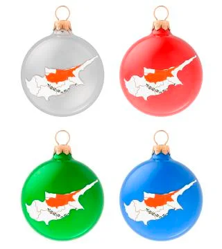 Christmas balls with Cyprus map, 3D rendering Illustrazione stock