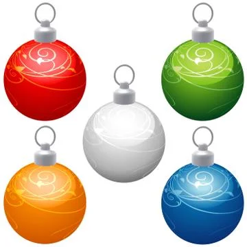 Christmas Balls With Florals Stock Illustration