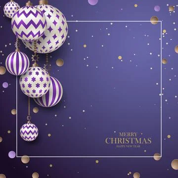 Christmas balls with geometric patterns. 3D realistic style with frame, abstract Illustrazione stock