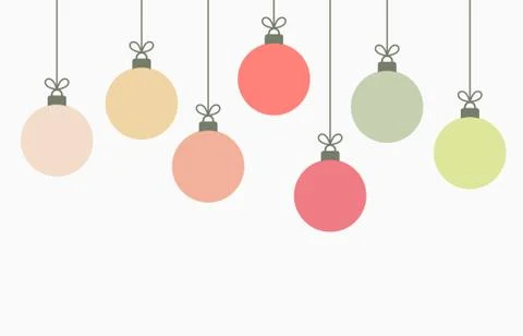 Christmas balls hanging ornaments background. Vector illustration. Stock Illustration