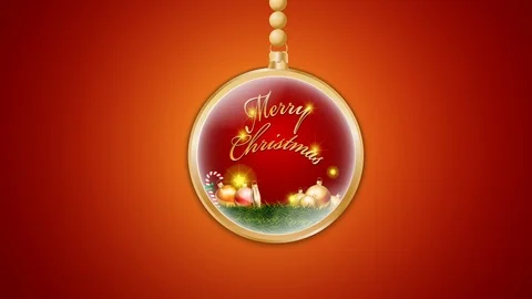 Christmas Balls Hanging Ornaments Decoration video animation on red background Stock-Footage 120766053