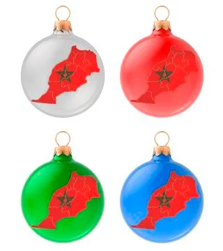 Christmas balls with Moroccan map, 3D rendering Stock Illustration