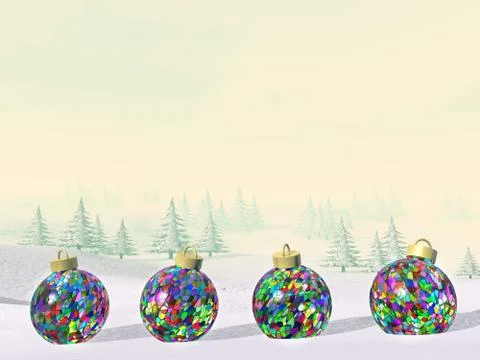 Christmas balls in the mountain - 3D render Stock Illustration
