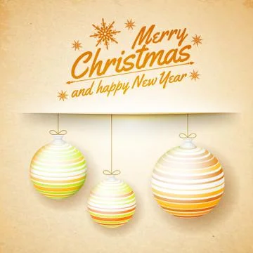 Christmas balls on a paper background Stock Illustration