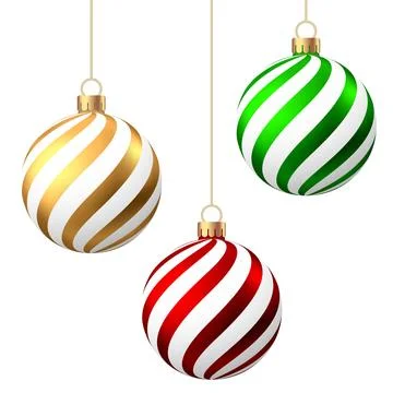 Christmas  balls  with pattern  isolated on white background. Stock Illustration