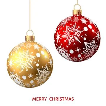 Christmas  balls  with pattern  isolated on white background. Stock Illustration