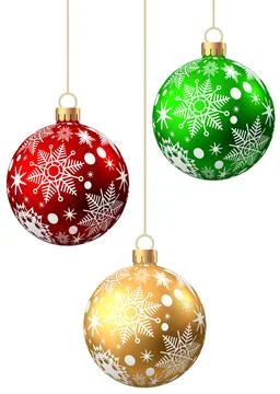 Christmas  balls  with pattern  isolated on white background. Stock Illustration