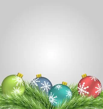 Christmas balls on pine branches Stock Illustration