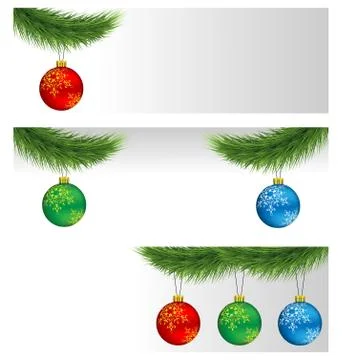 Christmas balls on pine branches Stock Illustration