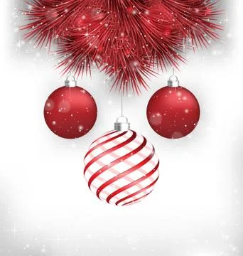 Christmas balls on pine on grayscale Illustrazione stock