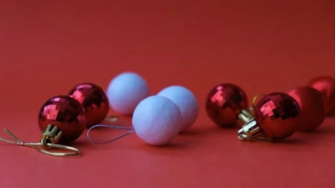 Christmas balls red background. Stock Footage 166879106
