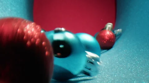 Christmas balls roll in the tunnel Stock Footage 318077948