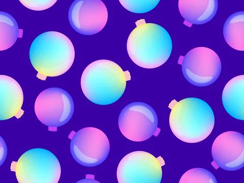 Christmas balls seamless pattern. Blue and violet gradient. Xmas  background. Illustrazione stock