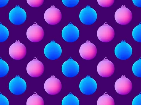 Christmas balls seamless pattern. Blue and violet gradient. Xmas  background. Illustrazione stock