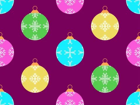 Christmas balls seamless pattern. Christmas Tree Balls is decorated with sn.. イラスト素材