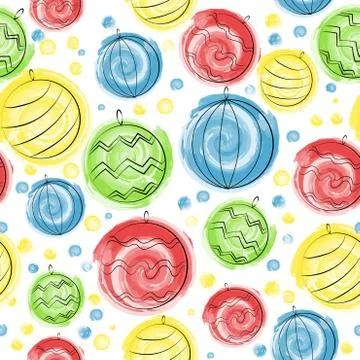 Christmas balls seamless pattern イラスト素材