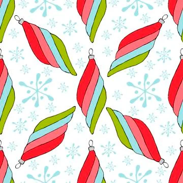 Christmas balls seamless pattern. Modern abstract red collection on a white Stock Illustration