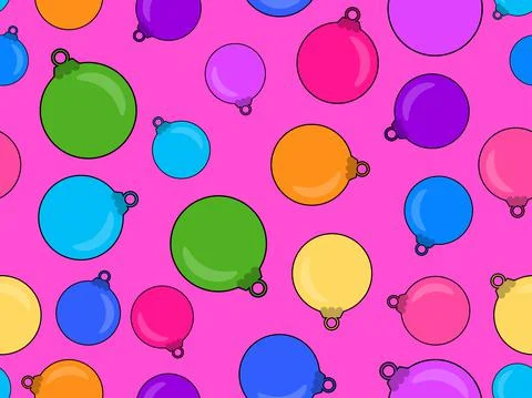 Christmas balls seamless pattern. Multicolored Christmas balls. Christmas bac Stock-Illustration