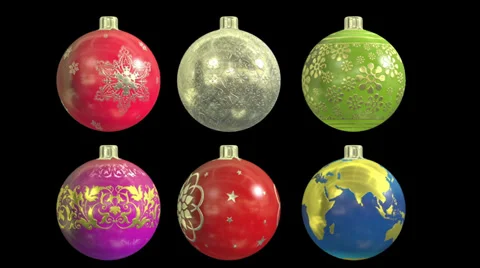 Christmas Balls Set with alpha matte Stock Footage 33527353