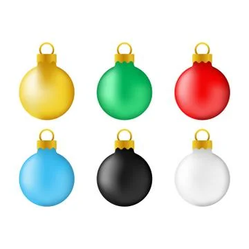 Christmas balls set vector illustration isolated on white background. Realist Stock Illustration