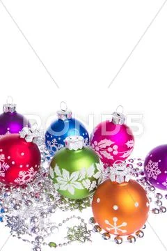 Christmas balls with snowflake symbols Stock Photos
